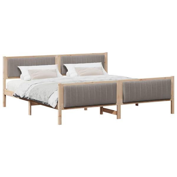 vidaXL Rama ł&oacute;żka Brązowy i taupe 200 x 200 cm Lite drewno sosnowe