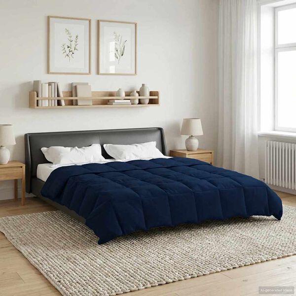 vidaXL Kołdra na cały rok Ciemnoniebieski 220 x 240 cm Mikrofibra