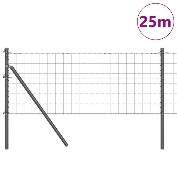 vidaXL Ogrodzenie z słupkiem Szary 0,6 x 25 m Stal i PVC