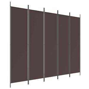 vidaXL Parawan 5-panelowy, brązowy, 250x200 cm, tkanina