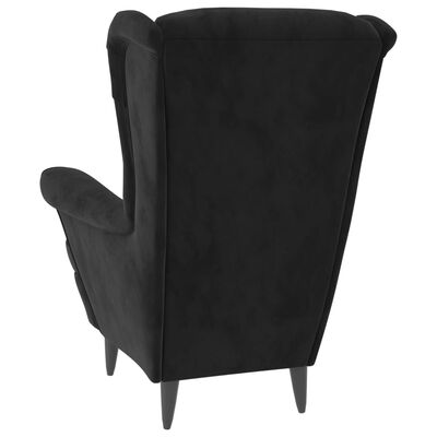 vidaXL Fotel uszak z podnóżkiem, czarny, tapicerowany aksamitem