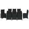 vidaXL Zestaw do jadalni w ogrodzie z poduszką 9 pcs Czarny polirattan
