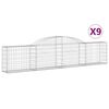 vidaXL Kosze gabionowe, 9 szt., 300x30x60/80 cm, galwanizowane żelazo