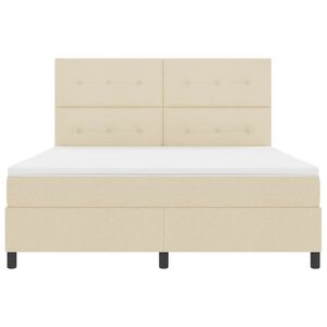 vidaXL Ł&oacute;żko sprężynowe z paskami LED Kremowy 180 x 200 cm tkanina