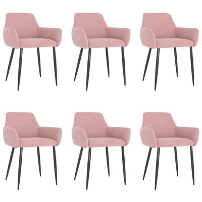 vidaXL Krzesła stołowe, 6 szt., różowe, obite aksamitem