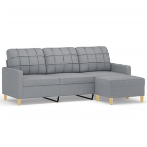 vidaXL 3-osobowa sofa z podn&oacute;żkiem, jasnoszara, 180 cm, tkaniną