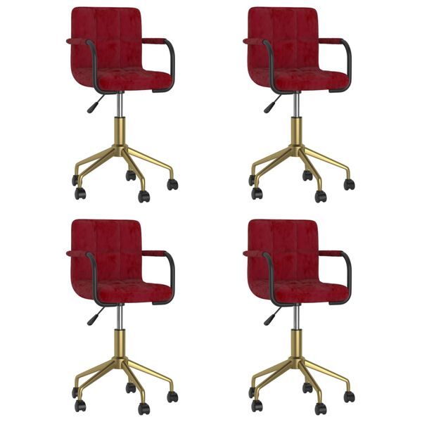 vidaXL Obrotowe krzesła stołowe, 4 szt., winna czerwień, aksamitne