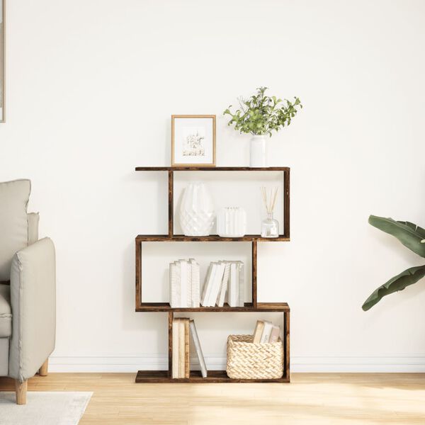 vidaXL Regał przegroda, 3 poziomy, przydymiony dąb, 70x24x97 cm