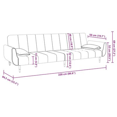vidaXL 2-osobowa kanapa, podnóżek i 2 poduszki, ciemnoszara, aksamitna
