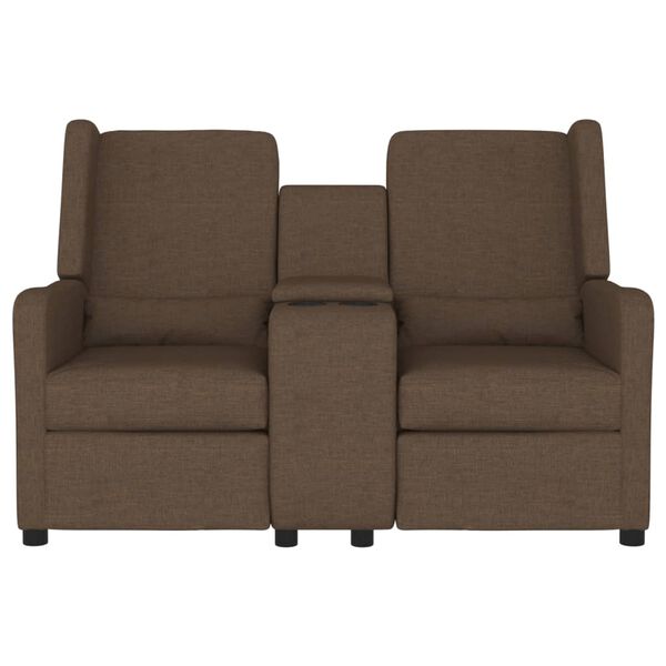 vidaXL 2-os. fotel rozkładany, uchwyty na napoje, brązowy, tkanina