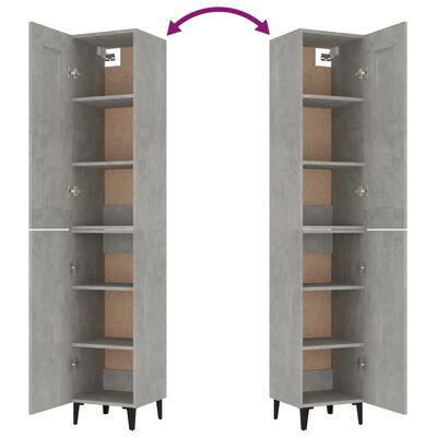 vidaXL Wysoka szafka, szarość betonu, 35x34x180 cm