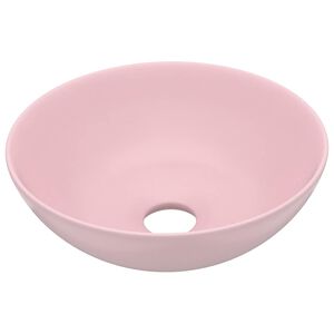 vidaXL Umywalka łazienkowa, ceramiczna, matowy r&oacute;ż, okrągła