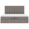 vidaXL Rama ł&oacute;żka otomana z materacami, taupe, 200x200 cm, tkanina