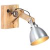 vidaXL Lampa ścienna, srebrna, E27, lite drewno mango i żelazo