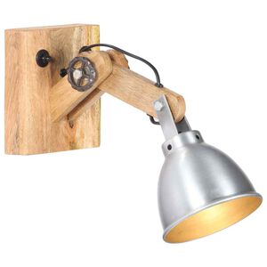 vidaXL Lampa ścienna, srebrna, E27, lite drewno mango i żelazo