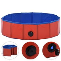 vidaXL Składany basen dla psa, czerwony, 80 x 20 cm, PVC