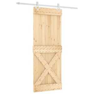 vidaXL Drzwi przesuwne 80 x 210 cm Lite Drewno Sosnowe (Nieobrobione)