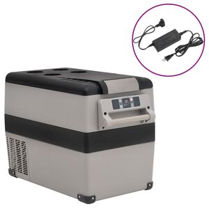 vidaXL Lod&oacute;wka z uchwytem i zasilaczem, czarno-szara, 35 L, PP i PE