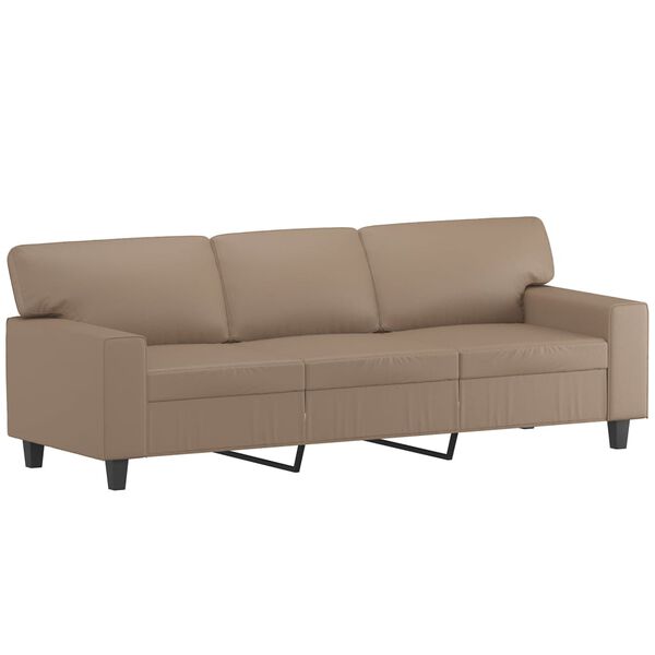 vidaXL 3-osobowa sofa, cappuccino, 180 cm, sztuczna sk&oacute;ra