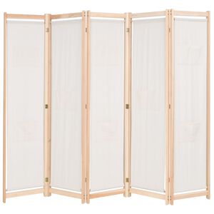 vidaXL Parawan 5-panelowy, kremowy, 200 x 170 x 4 cm, tkanina