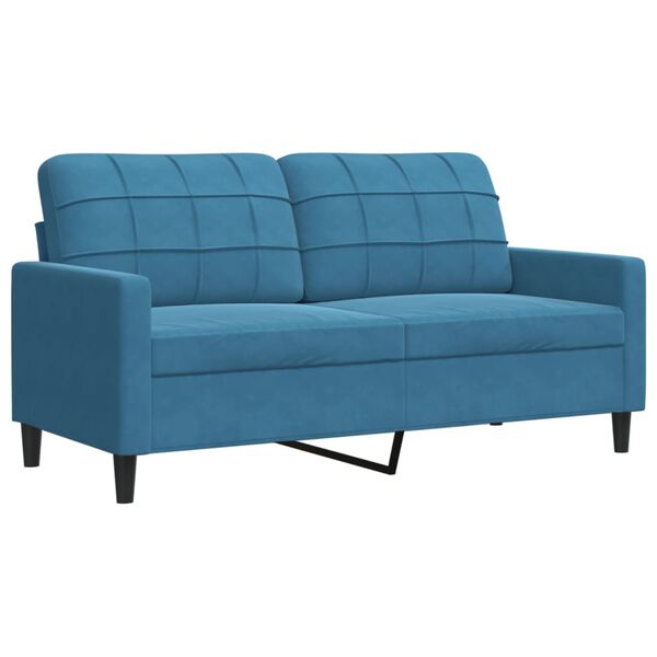 vidaXL Sofa 2-osobowa, niebieski, 140 cm, tapicerowana aksamitem