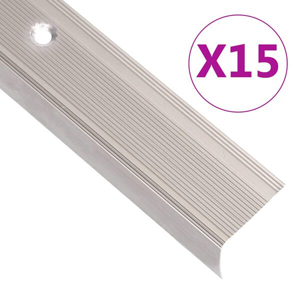 vidaXL Listwy schodowe w kształcie litery L 15 szt. Aluminium 90 cm