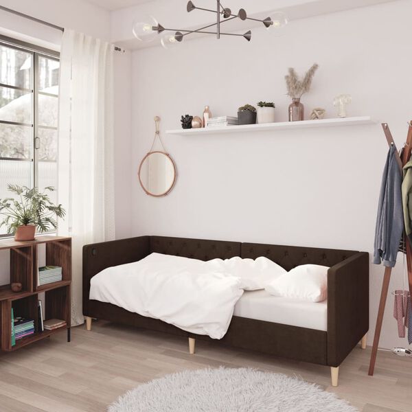 vidaXL Ł&oacute;żko dzienne z materacem i USB, ciemnobrązowe, 90x200 cm