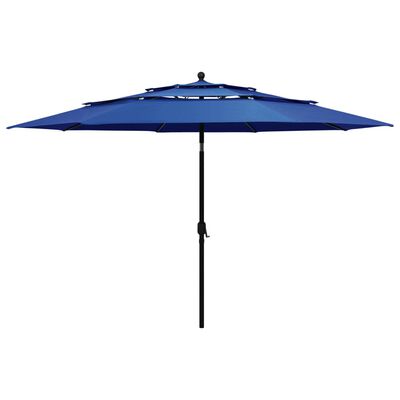 vidaXL 3-poziomowy parasol na aluminiowym słupku, lazurowy, 3,5 m