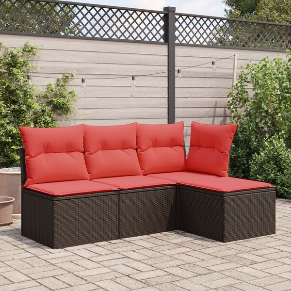 vidaXL Taboret ogrodowy z poduszką Brązowy 55x55x37 cm Polirattan