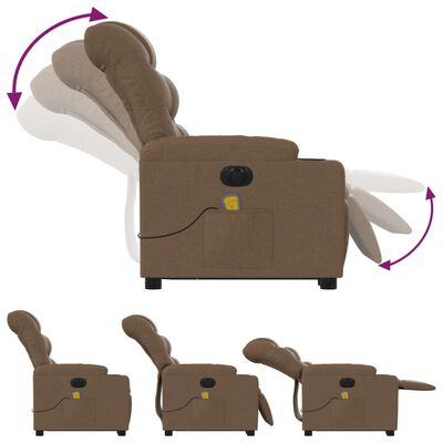 vidaXL Podnoszony fotel masujący, elektryczny, rozkładany, brązowy