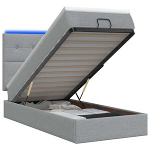 vidaXL Ł&oacute;żko z pojemnikiem i materacem LED jasnoszary 90 x 190 cm