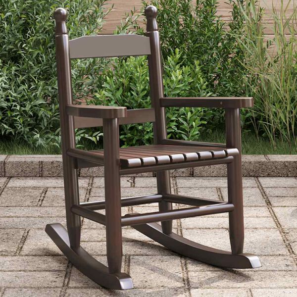 vidaXL Fotel bujany dziecięcy, brązowy, drewno topolowe