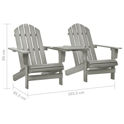 vidaXL Krzesła ogrodowe Adirondack ze stolikiem, drewno jodłowe, szare