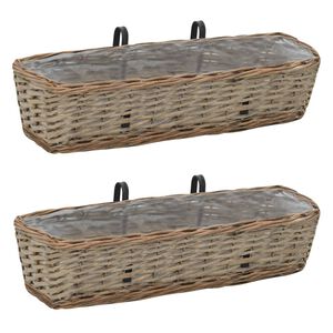 vidaXL Donice balkonowe, 2 szt., wiklina z wyści&oacute;łką z PE, 60 cm