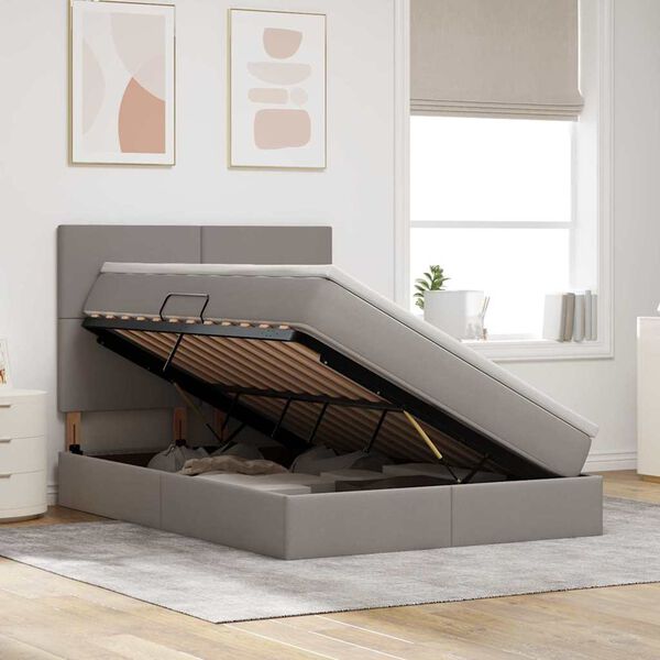 vidaXL Ł&oacute;żko z miejscem na przechowywanie i materacem 140 x 200 cm