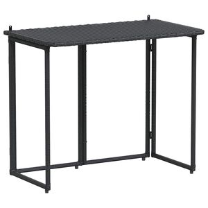vidaXL Składany st&oacute;ł ogrodowy czarny 90x51x75 cm polirattan