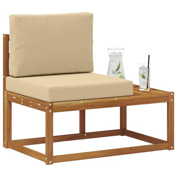 vidaXL Sofa końcowa na zewnątrz z poduszką Naturalny 91 x 63 x 73 cm