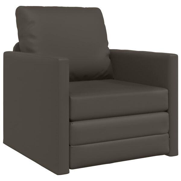 vidaXL Sofa podłogowa 2-w-1, szara, 112x174x55 cm, sztuczna sk&oacute;ra
