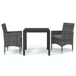 vidaXL 3-cz. zestaw mebli ogrodowych z poduszkami, polirattan, szary