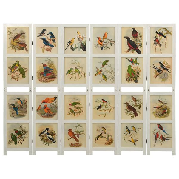 vidaXL Parawan 6-panelowy, biały, 214x165 cm, lite drewno paulownia