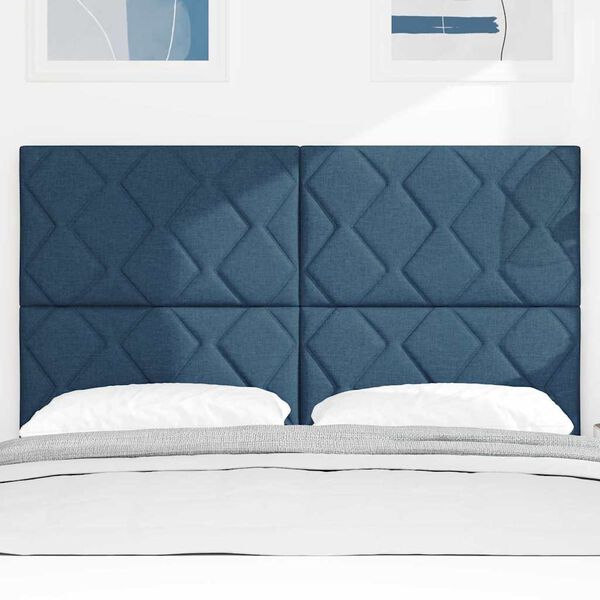 vidaXL Zagł&oacute;wek Z zagł&oacute;wkiem Niebieski 160 cm Sk&oacute;ra ekologiczna