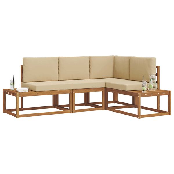 vidaXL Zestaw sof na zewnątrz z poduszką 4 Sztuka Naturalny i Beżowy