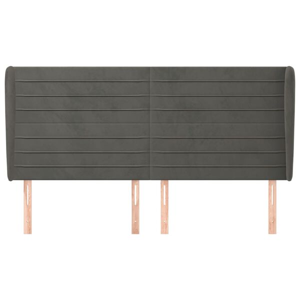 vidaXL Zagł&oacute;wek uszak, ciemnoszary, 163x23x118/128 cm, aksamit