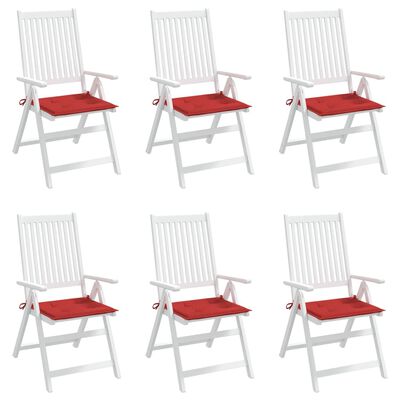 vidaXL Poduszki na krzesła ogrodowe, 6 szt., czerwone, 50x50x3 cm
