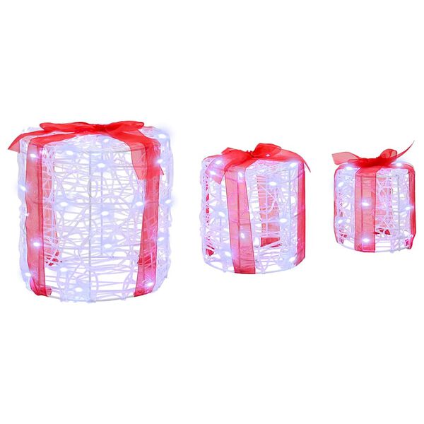 vidaXL Dekoracja Pudełka Prezentowego 3 pcs Zimna biel 20 x 20 x 21 cm