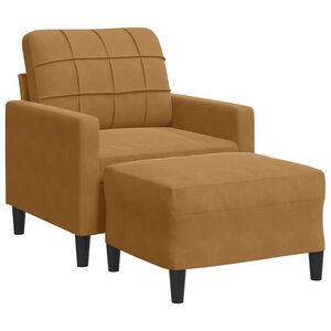 vidaXL Fotel z podn&oacute;żkiem, brązowy, 60 cm, obity aksamit