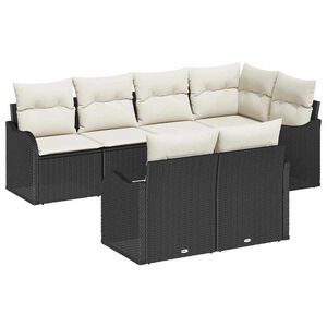 vidaXL Zestaw Sof na Ogr&oacute;d z przechowywaniem 7 pcs Czarny Polirattan