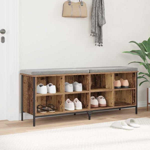 vidaXL Szafka na buty z p&oacute;łką Stare drewno 131 x 35 x 50 cm