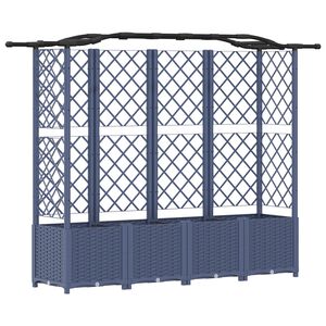 vidaXL Podniesione ł&oacute;żko z kratką i dachem Szary 204 x 40 x 138 cm PP