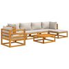 vidaXL 7-cz. ogrodowy zestaw wypoczynkowy, jasnoszare poduszki, drewno